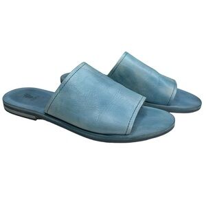 FRYE Robin Slide Women’s Blue Leather Sandals Slip On, Slides Shoes. Siz…